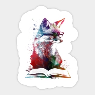 Fox reading book Sticker